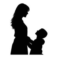 Mama und Sohn, Mutter und Sohn schwarz Silhouette. vektor