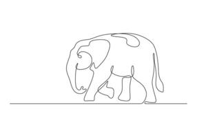 Elefant kontinuierlich Single Linie Zeichnung Profi Illustration vektor