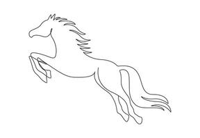 häst kontinuerlig ett linje teckning fri illustration vektor