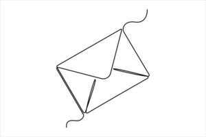 kontinuerlig ett linje e-post översikt hand dragen symbol konst illustration vektor