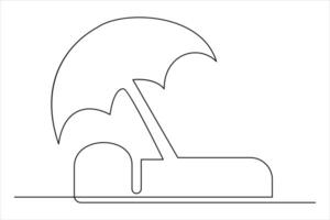 kontinuerlig ett linje teckning av strand paraply handflatan träd för sommar Semester linje konst illustration vektor