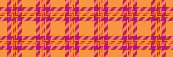 strukturera textur kolla upp, skede textil- mönster pläd. geometri bakgrund sömlös tartan tyg i orange och rosa färger. vektor