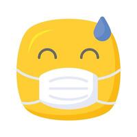 sjuk emoji design, ansikte mask på emoji ansikte vektor