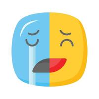 Lycklig ledsen känslor emoji ikon, redo till använda sig av design vektor