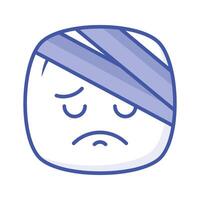 ett Fantastisk ikon av smärta emoji, skadad, ledsen, uttryck vektor