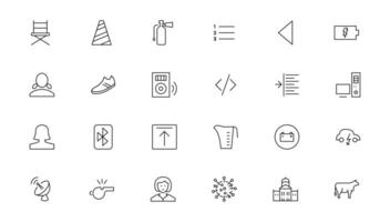 dünn Linie Symbole Satz. dünn Linie einfach Gliederung Symbole, Pixel perfekt Symbole vektor