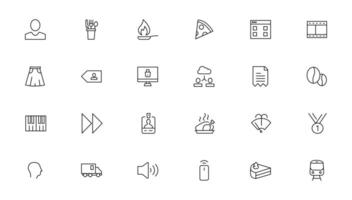 tunn linje ikoner uppsättning. tunn linje enkel översikt ikoner, pixel perfekt ikoner vektor