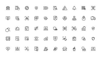 Sicherheit Linie Symbole Satz. Cyber sperren, Freischalten, Passwort. bewachen, Schild, Zuhause Sicherheit System Symbole. Auge Zugang, elektronisch überprüfen, Firewall. Internet Schutz, Laptop Passwort.Gliederung Symbol. vektor