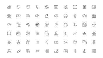 dünn Linie Symbole Satz. dünn Linie einfach Gliederung Symbole, Pixel perfekt Symbole vektor