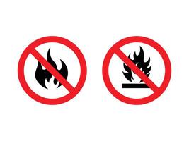 Nein Feuer unterzeichnen. Flamme Symbol vektor