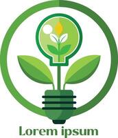 verlängerbar Energie Ressourcen Logo Licht Birne mit Pflanze im es Öko freundlich Energie Logo vektor