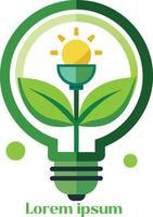 förnybar energi Resurser logotyp ljus Glödlampa med växt i den eco vänlig energi logotyp vektor