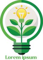 verlängerbar Energie Ressourcen Logo Licht Birne mit Pflanze im es Öko freundlich Energie Logo vektor