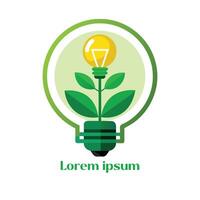 förnybar energi Resurser logotyp ljus Glödlampa med växt i den eco vänlig energi logotyp vektor