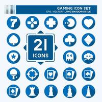 Icon Set Gaming - langer Schattenstil, einfache Illustration, bearbeitbarer Strich vektor