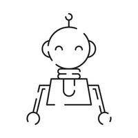 Chatbot Linie Symbol. Humanoid Roboter. persönlich Stimme Hilfe. Clever Lautsprecher künstlich Intelligenz. Technologie unterzeichnen. vektor