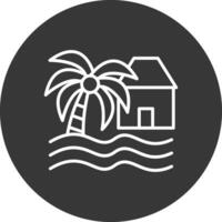 strand hus linje omvänd ikon design vektor