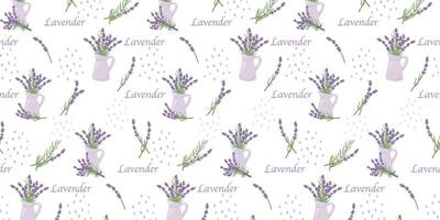 sömlös mönster med lavendel- blommor. provence stil. begrepp av romantisk bakgrund i franska retro design. mall för hälsning kort, affischer, scrapbooking. vektor