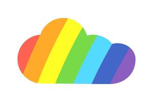 Regenbogen Wolke mit Streifen. Wolke Silhouette. Trübung. ungewöhnlich Wetter. positiv. Kindheit. Logo oder Symbol. isoliert Objekt. mehrfarbig Bild. Illustration. vektor