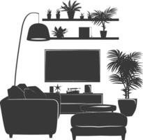 Silhouette Wohnzimmer beim Zuhause Ausrüstung schwarz Farbe nur vektor