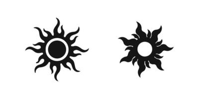 Sol dekorativ ikon uppsättning. sunburst ikoner. vektor