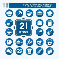 Icon Set Essen und Trinken - langer Schattenstil vektor