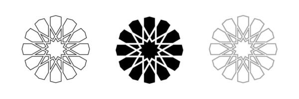 geometrisch Design Element Symbole Satz. Gliederung und schwarz Silhouette isoliert Formen. islamisch Arabisch Stil Logo und Dekoration Sammlung vektor