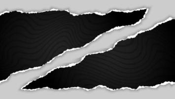 minimaler Farbverlauf aus schwarzem Papier, zerrissenes Design mit Wellenlinienmuster auf weißem Hintergrund vektor
