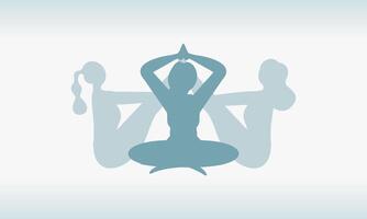 Yoga Tag Meditation Abonnieren Pose Banner gegen Rosa Lotus Blütenblätter vektor