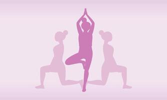 yoga dag meditation parvastasna utgör baner mot rosa lotus kronblad vektor