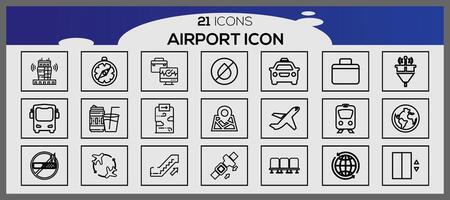 flygplats ikon uppsättning. vektor