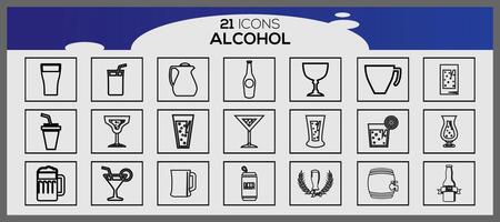 uppsättning av illustrationer av ikoner av drycker alkohol dryck ikon uppsättning dryck ikoner samling vektor