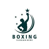 boxning silhuett illustration logotyp design vektor