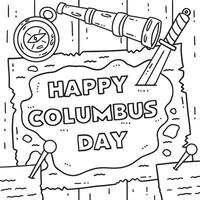 glücklich Kolumbus Tag auf Karte Färbung Seite zum Kinder vektor