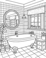 kawaii Badezimmer, Karikatur Figuren, süß Linien und Farben, Färbung Seiten vektor