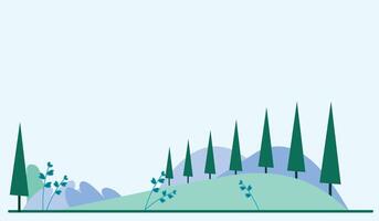 landskap med träd och berg. illustration i platt stil. vinter- landskap med träd och berg. bakgrund illustration i platt stil. landskap av bergen vektor