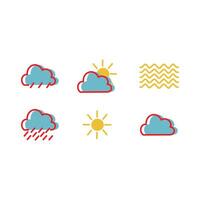 einstellen von Wetter Symbole. Wetter Illustration isoliert auf ein Weiß Hintergrund. Wetter Symbol, sonnig Wolken, wolkig, regnerisch usw. ui Anwendung Symbol Design Elemente zum Wetter vektor