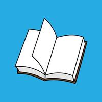 öppen bok. hand dragen bok illustration i platt stil. isolerat på en rosa bakgrund. utbildning element design vektor