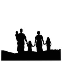 Familie Design Über Weiß Hintergrund, Design Element Illustration von das Silhouette von ein glücklich Familie halten Hände. Element Design von ein glücklich Familie Das ist warm und voll von Liebe vektor