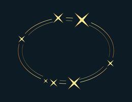 elegant gyllene tindra starry oval ram med tom Plats vektor