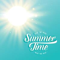 heiß sonnig Sommer- Hintergrund mit hell Sonne Strahlen vektor