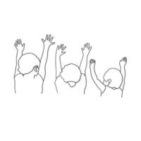 hand ritning doodle barn leker viftande illustration kontinuerlig linje stil vektor