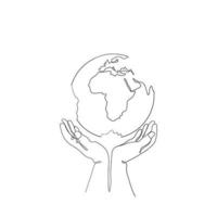 Handzeichnungs-Gekritzelhand- und Globussymbol für die Illustration der Erde retten vektor