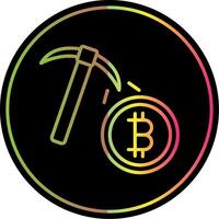 Bitcoin Bergbau Linie Gradient fällig Farbe Symbol Design vektor