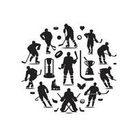 Eis Eishockey Spieler Silhouetten Symbol Logo Illustration. vektor