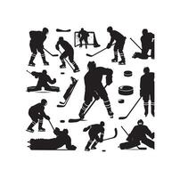 is hockey spelare silhuetter ikon logotyp illustration vektor