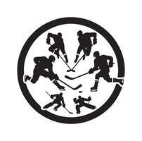 is hockey spelare silhuetter ikon logotyp illustration vektor