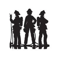 Feuerwehrleute Pose Silhouette Illustration vektor