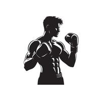 ein Boxer Stand mit Pose Silhouette Illustration vektor