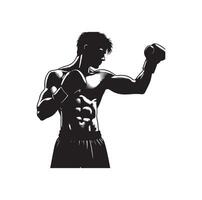 en boxare stå med utgör silhuett illustration vektor
